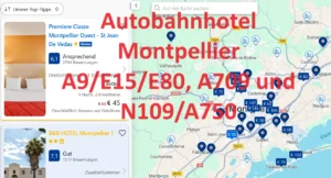 Finden Sie ein Autobahnhotel an der A9/E15/E80, A709 und N109/A750 in der Nähe von Montpellier