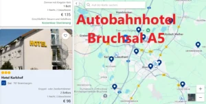 Finden Sie ein Autobahnhotel an der A5/E35, in der Nähe von Bruchsal, auf der Hotelkarte über Google Maps