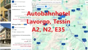 Finden Sie ein Autobahnhotel an der A2, N2 / E35, in der Nähe von Lavorgo, Kanton Tessin in der Schweiz, auf der Hotelkarte über Google Maps