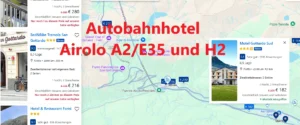 Finden Sie ein Autobahnhotel an der A2/E35 und H2, in der Nähe von Airolo, auf der Hotelkarte über Google Maps