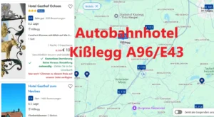 Finden Sie ein Autobahnhotel an der A96/E43, in der Nähe von Kißlegg, auf der Hotelkarte über Google Maps