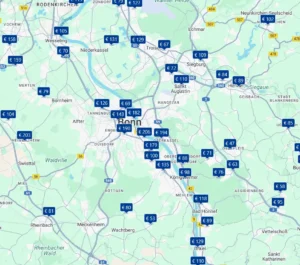 Finden Sie ein Autobahnhotel an der A59/B42, A555/A565, in der Nähe von Bonn, auf der Hotelkarte über Google Maps