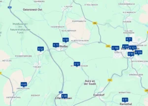 Finden Sie ein Autobahnhotel an der A7, in der Nähe von Oberthulba / Reith, auf der Hotelkarte über Google Maps