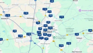 Finden Sie ein Autobahnhotel an der A5/E35 und A67 bei Darmstadt in Hessen, auf Google Maps Hotelkarte