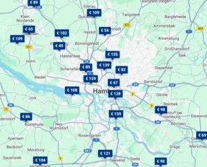 Finden Sie ein Autobahnhotel an der A1, A7, A23, A24, A25 und A26 bei Hafenstadt Hamburg auf der Hotelkarte